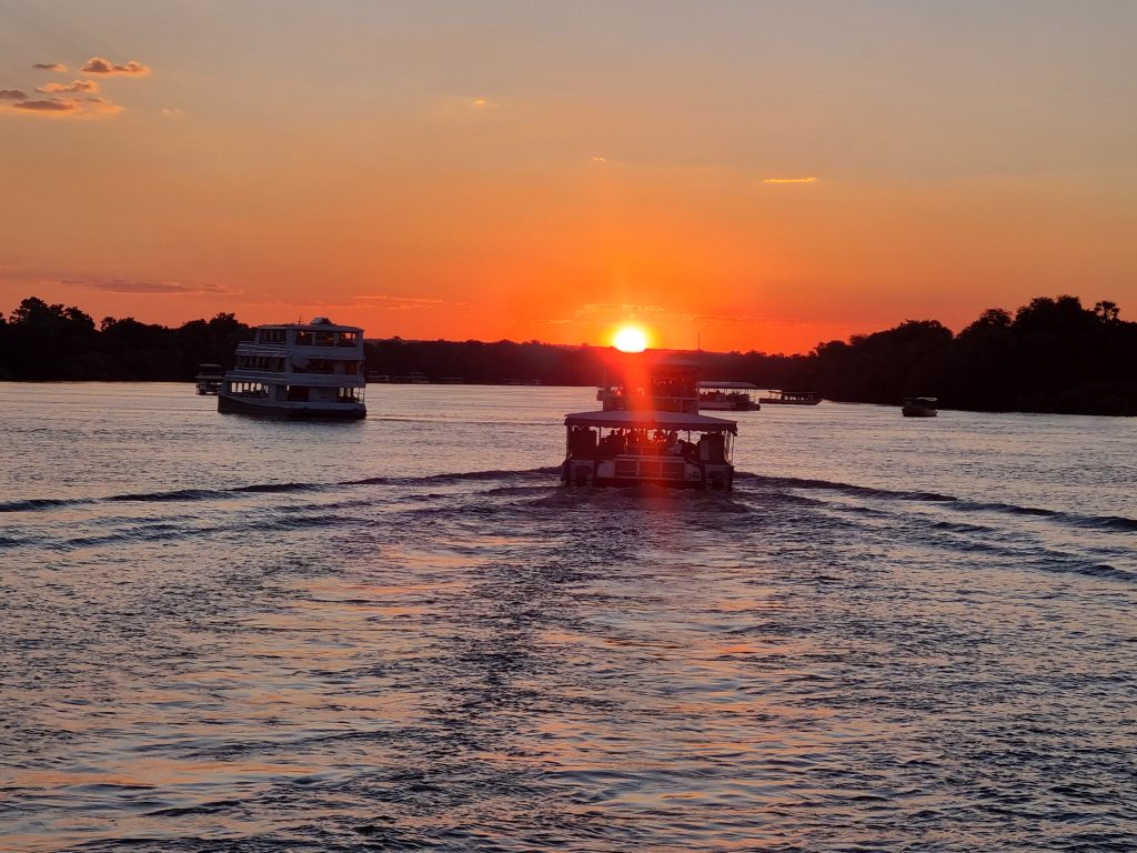 Sunset cruising on the Zambezi river