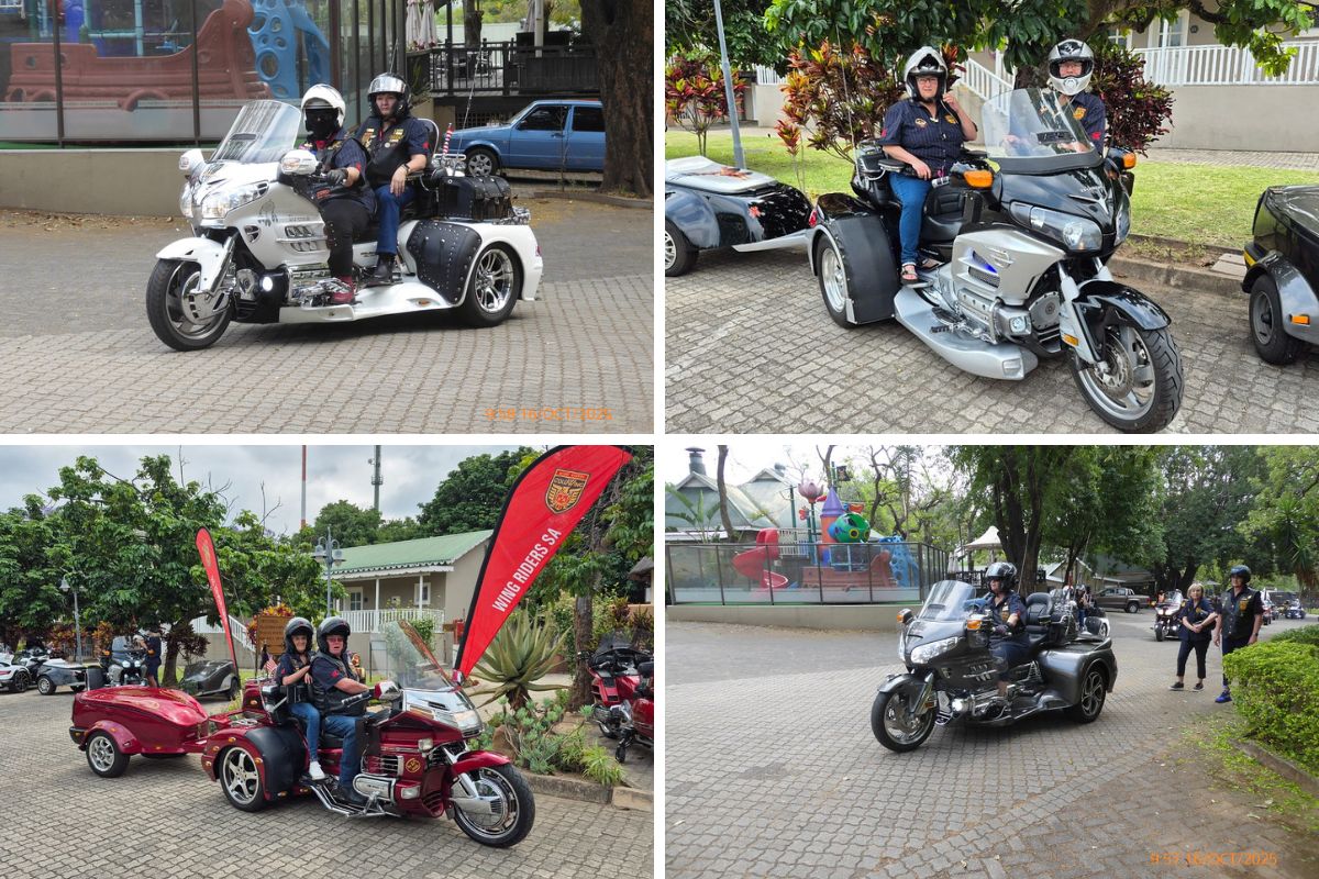 The 40th Wing Fling, Forty Years of Friendship and the Open Road; lots of Honda Goldwings; Honda Gold Wing lineup at 40th Wing Fling Hazyview 2025 Wing Riders SA themed lights parade with Gold Wings in Lowveld Gala dinner prize giving Wing Fling 2025 Gold Wing enthusiasts South Africa