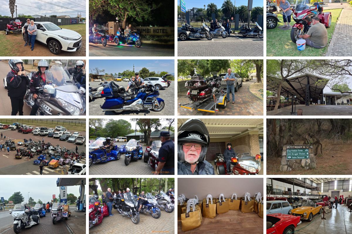 The 40th Wing Fling, Forty Years of Friendship and the Open Road; lots of Honda Goldwings; Honda Gold Wing lineup at 40th Wing Fling Hazyview 2025 Wing Riders SA themed lights parade with Gold Wings in Lowveld Gala dinner prize giving Wing Fling 2025 Gold Wing enthusiasts South Africa