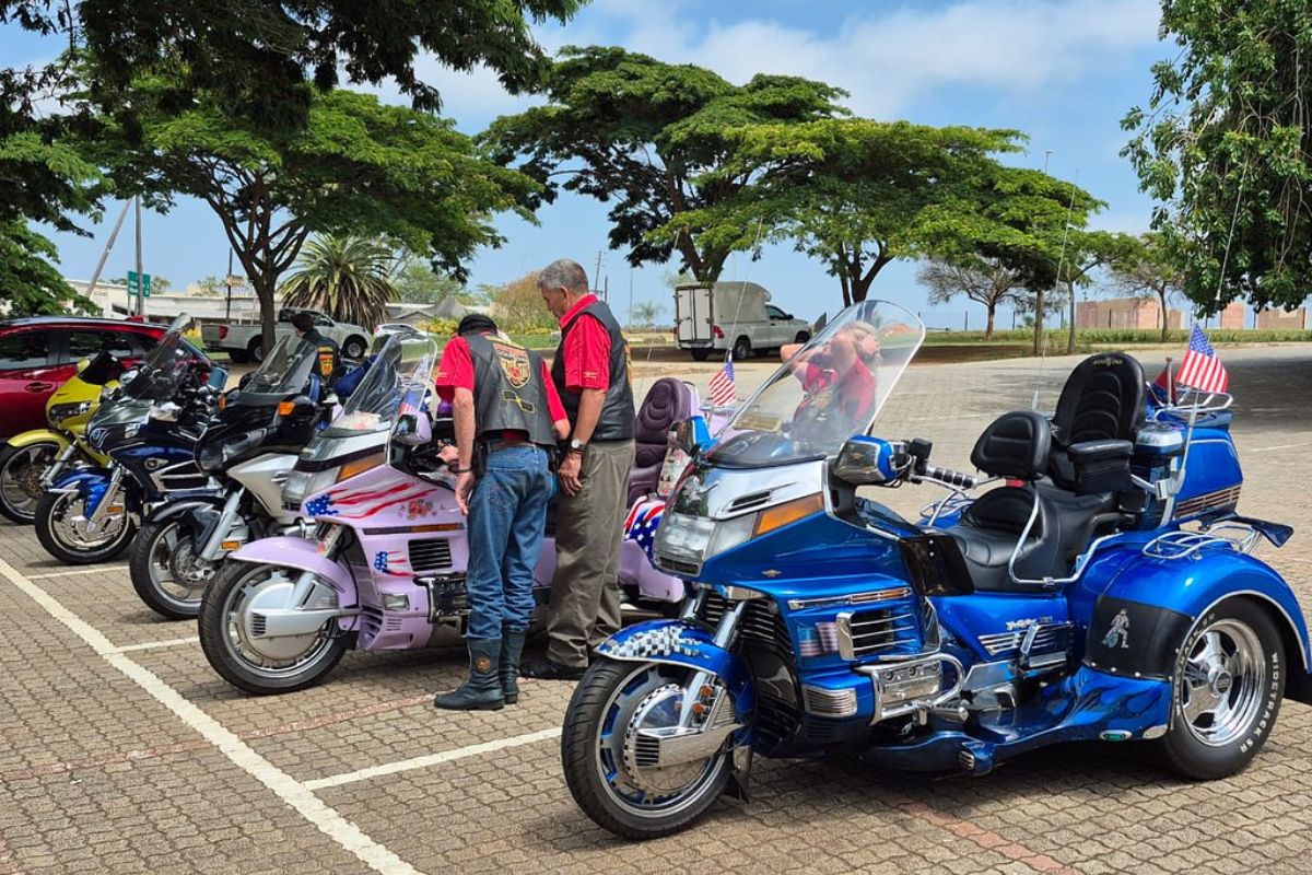 The 40th Wing Fling, Forty Years of Friendship and the Open Road; lots of Honda Goldwings; Honda Gold Wing lineup at 40th Wing Fling Hazyview 2025 Wing Riders SA themed lights parade with Gold Wings in Lowveld Gala dinner prize giving Wing Fling 2025 Gold Wing enthusiasts South Africa